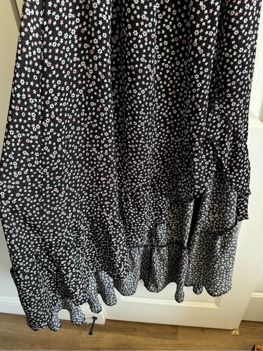 Blue Rain Black Floral Off-Shoulder Maxi Dress with Side Slit - Picture 7 of 10